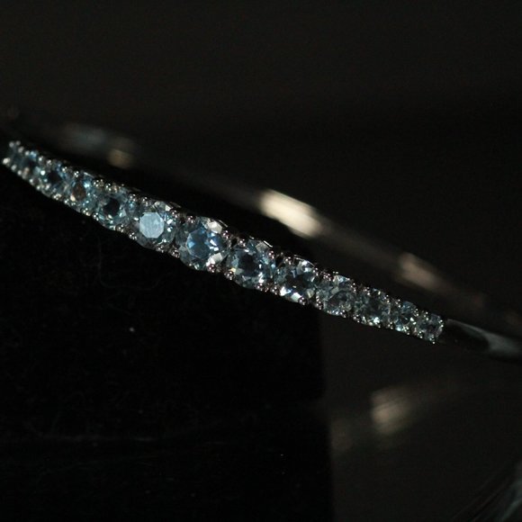 STERLING SILVER AQUAMARINE BANGLE BRACELET - Picture 2 of 7